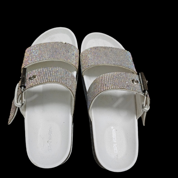 Cape Robbin SZ 6 Shiny Diamond Platform Slide Sandals - Picture 6 of 7